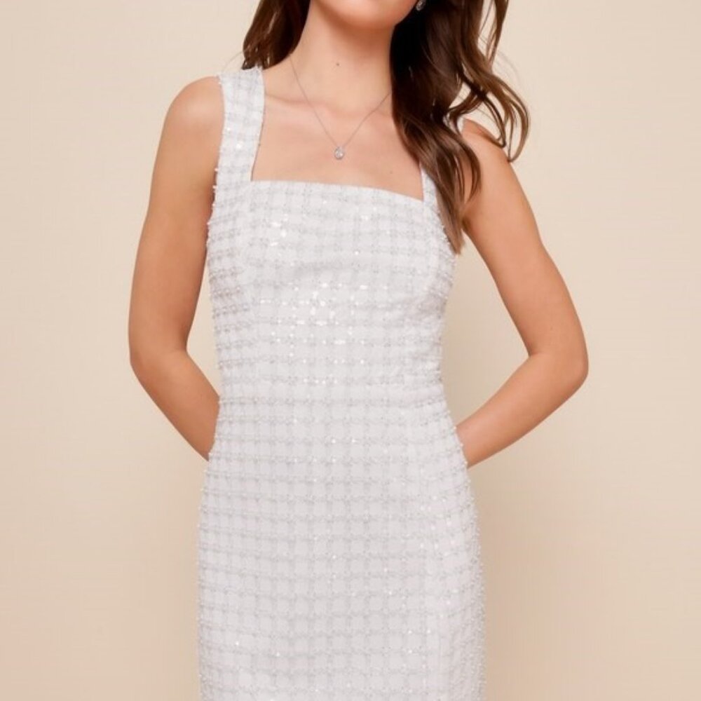 Lulu's White Sequin Mini Dress
